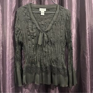 Allison Taylor black blouse with bell sleeves Sz XL